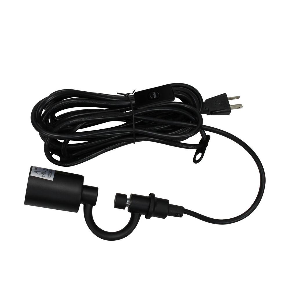 1 Light Swag PlugIn Pendant 18"w White Linen Shade, 17' Black Cord